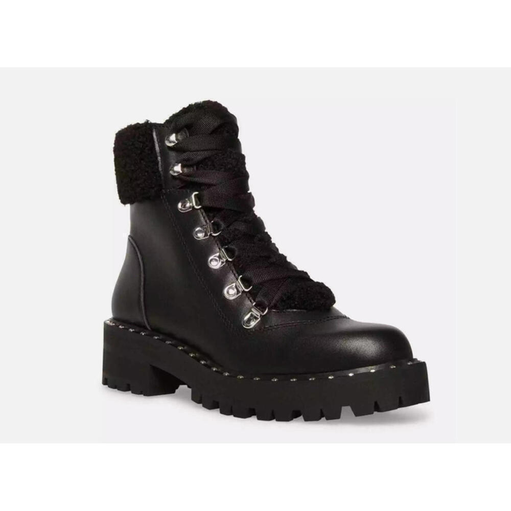 Steve Madden Receptive Faux Fur Lined Lace-Up Ankle Combat Boots 7M - Picture 2 of 4